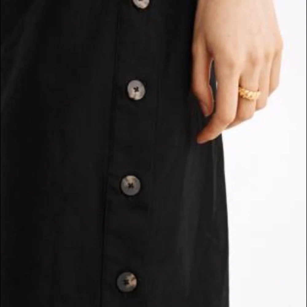 NWT MADEWELL Linen-Cotton Side-Button Midi Dress/ BLACK - Picture 5 of 6